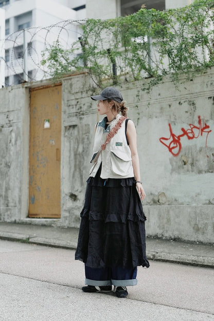 CB117 2WAY RUFFLE SLEEVELESS DRESS