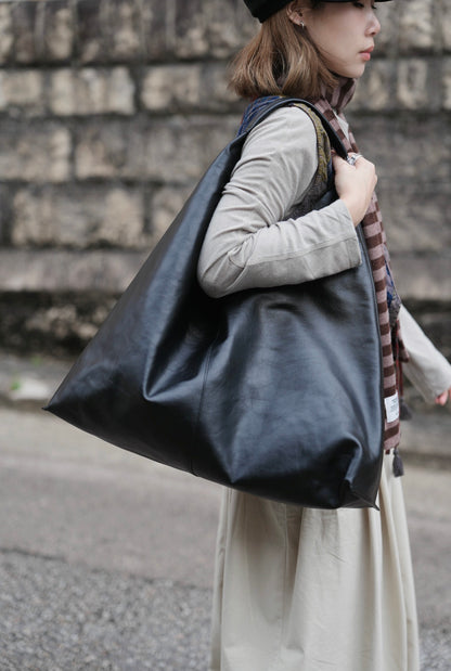 MZ838 ITALIAN LEATHER LARGE TOTE BAG / 2 COLORS