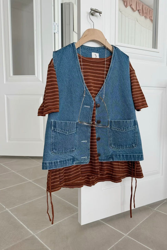 MB051 V-NECK DENIM VEST