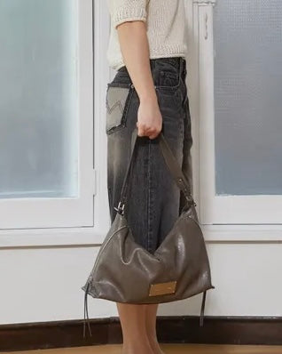 ❗️斷貨王❗️MATIN KIM SIDE ZIPPER SHOULDER BAG - BLACK/GREY/DK BROWN