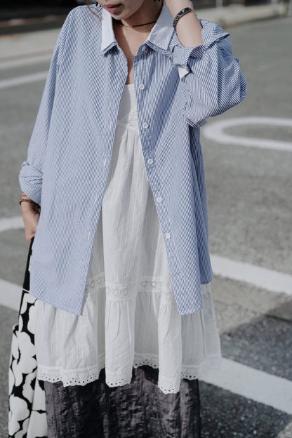 CB148 LAYERED COLLAR STRIPED SHIRT