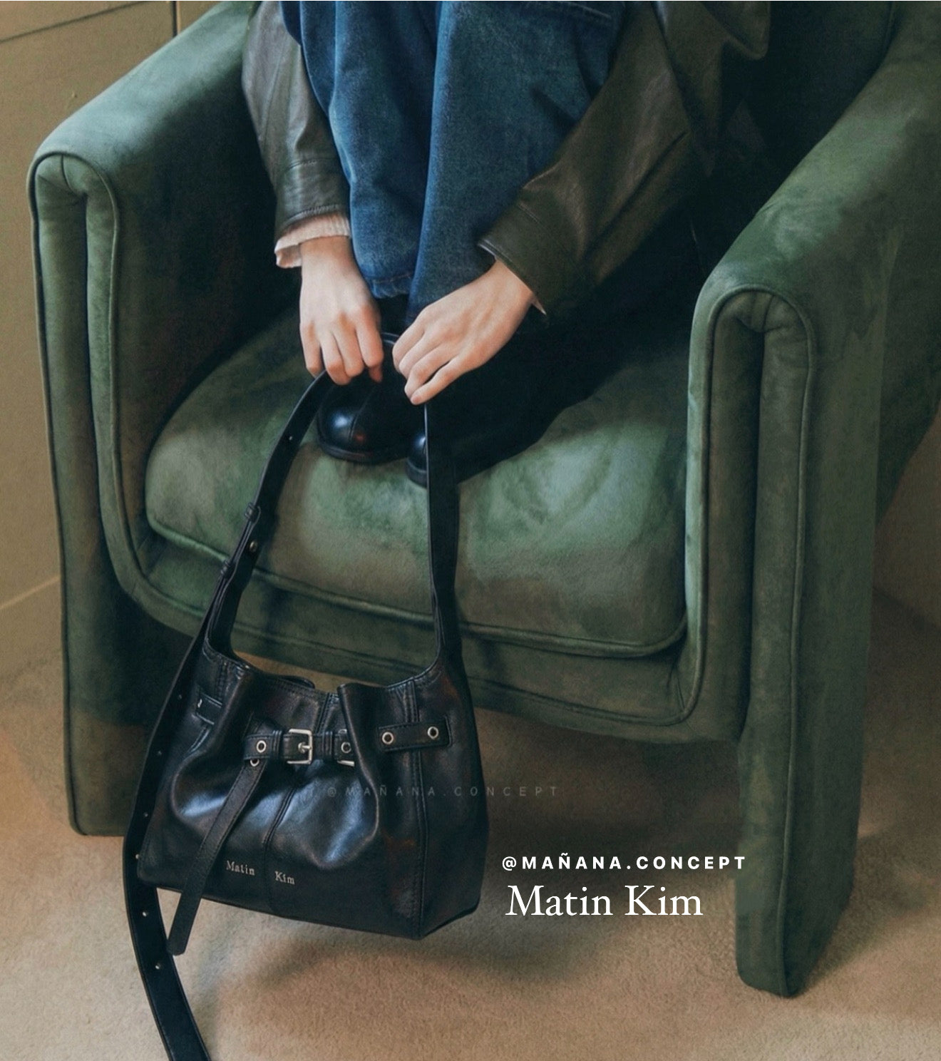 MATIN KIM BELTED VOLUNN BUCKET BAG
