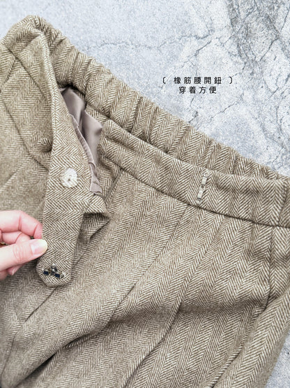 MZ923 HERRINGBONE WOOL SKIRT