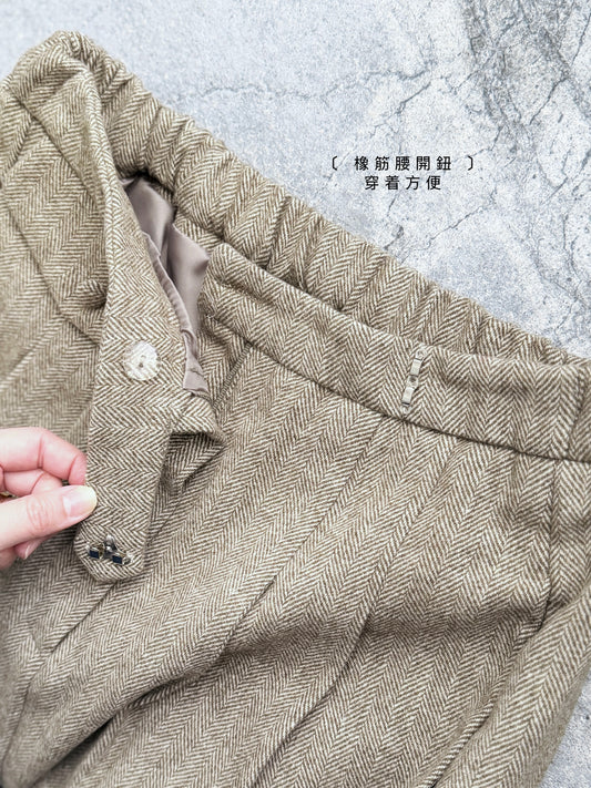 MZ923 HERRINGBONE WOOL SKIRT