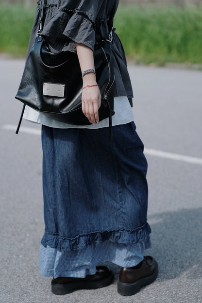 CB120 LAYERED RUFFLE DENIM JEANS