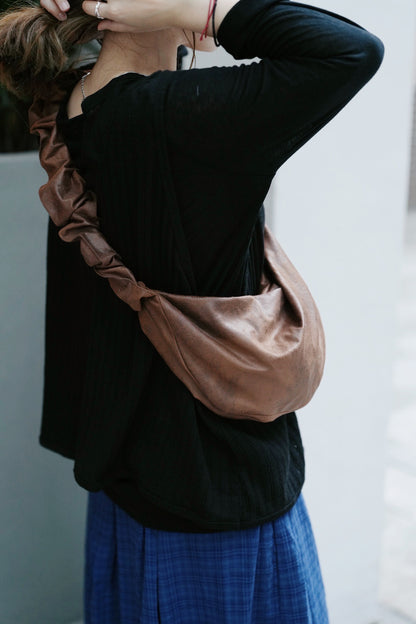 MZ820 RUCHED SUEDE HOBO BAG