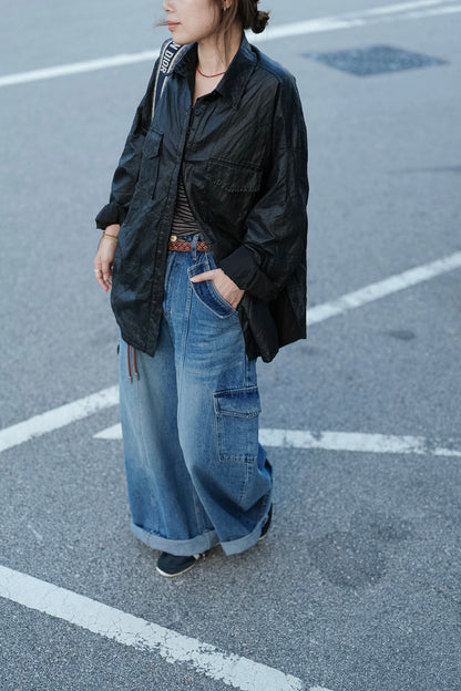 MB062 FAUX LEATHER SHIRT