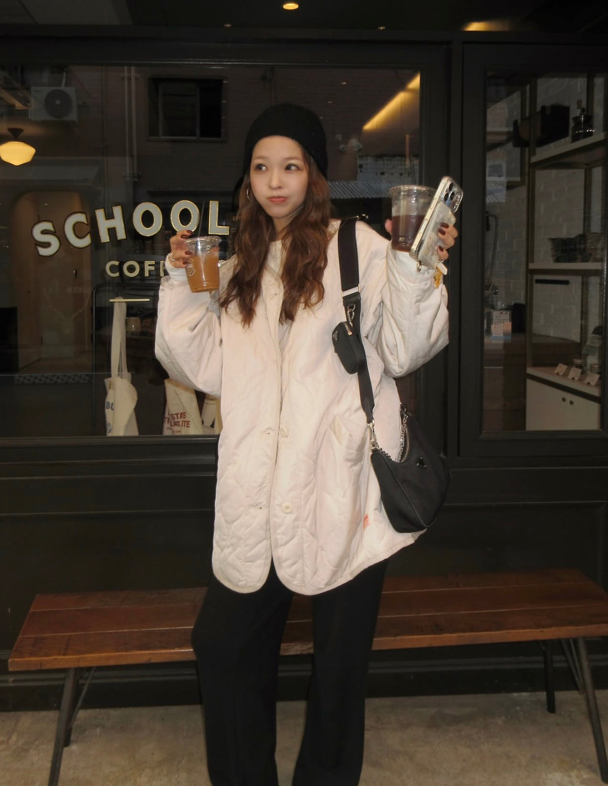 NA462 WAVY QUILTED MIDDLE COAT 【送$100】