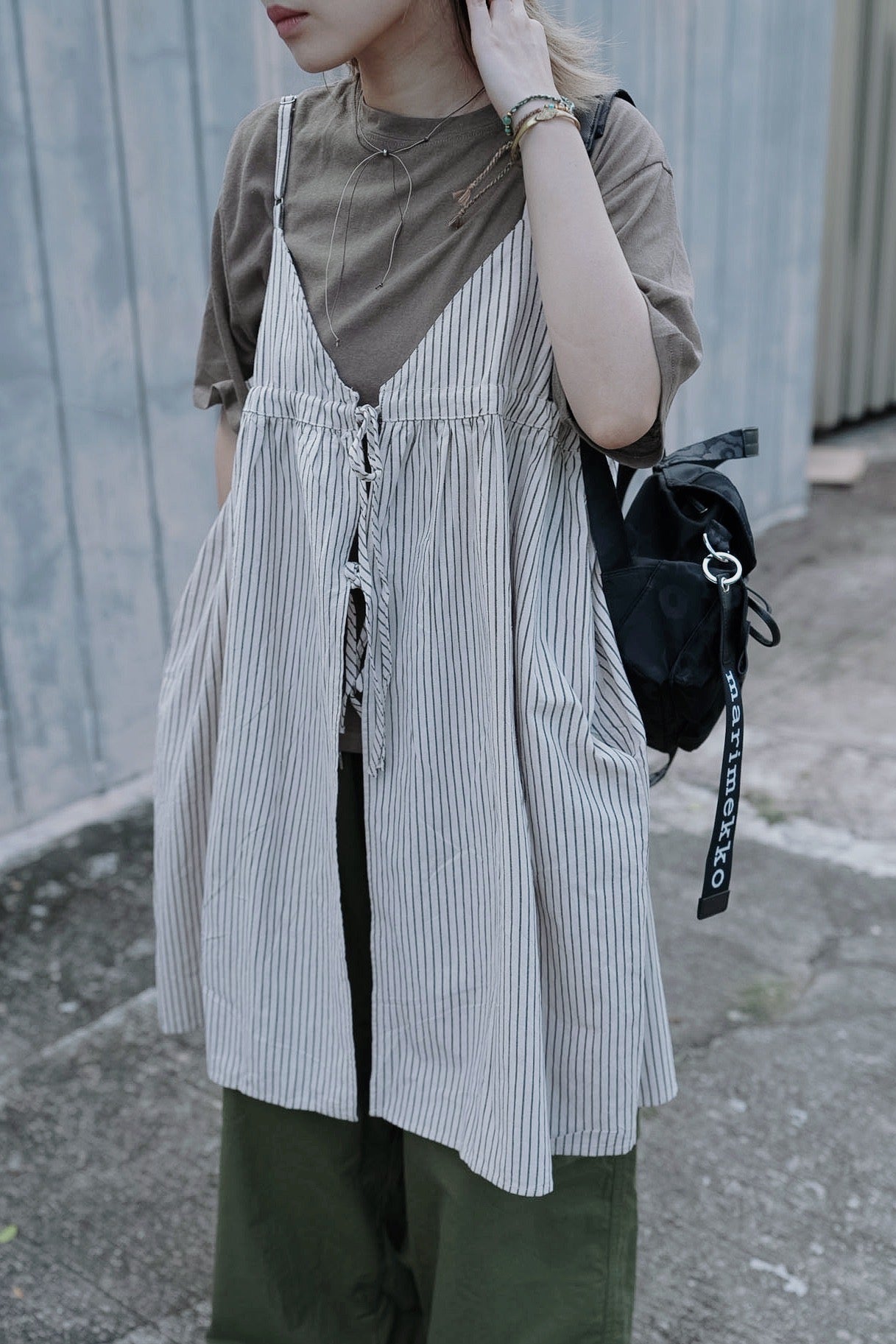 CB102 2WAY STRIPED LAYER DRESS