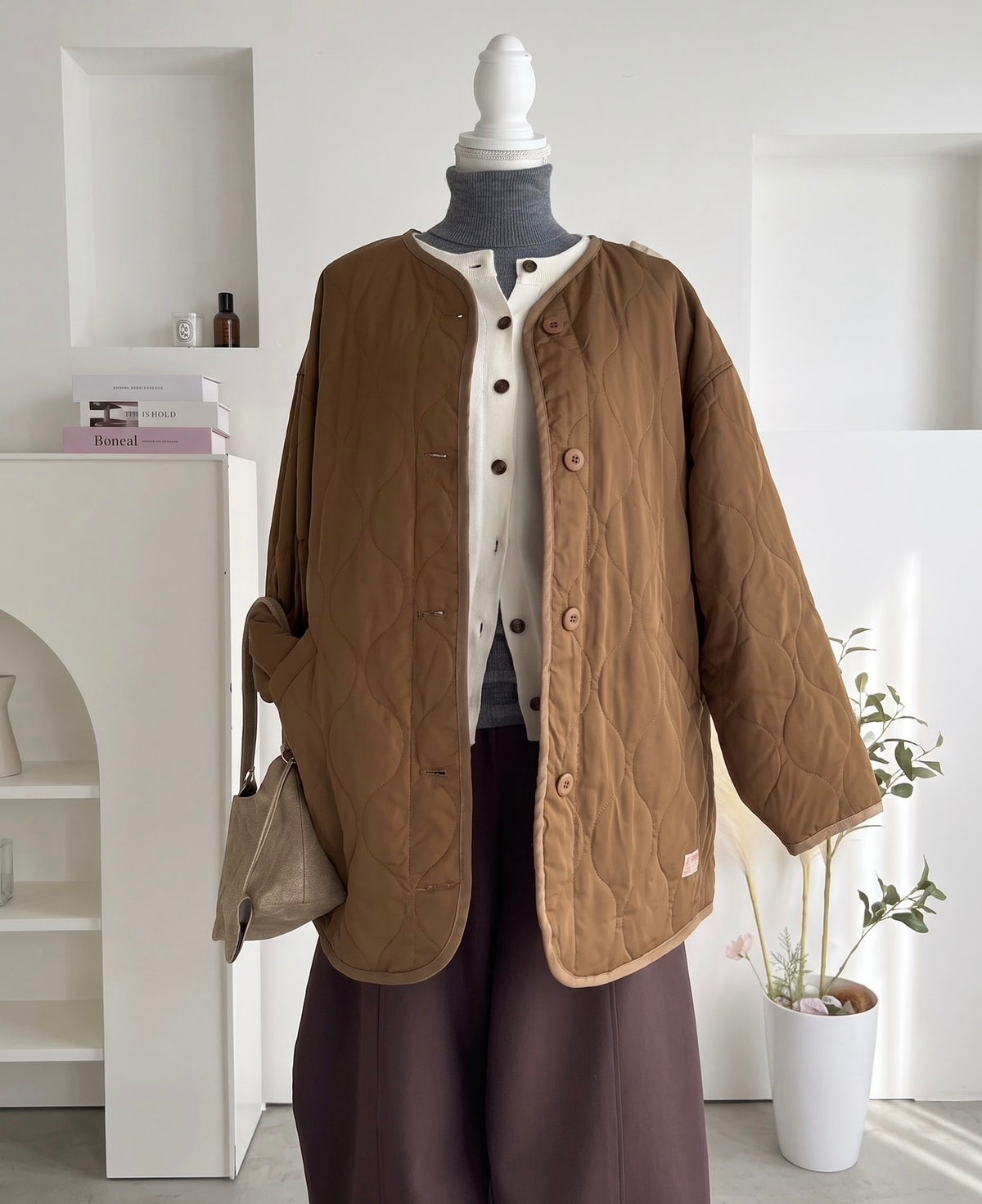 NA462 WAVY QUILTED MIDDLE COAT 【送$100】