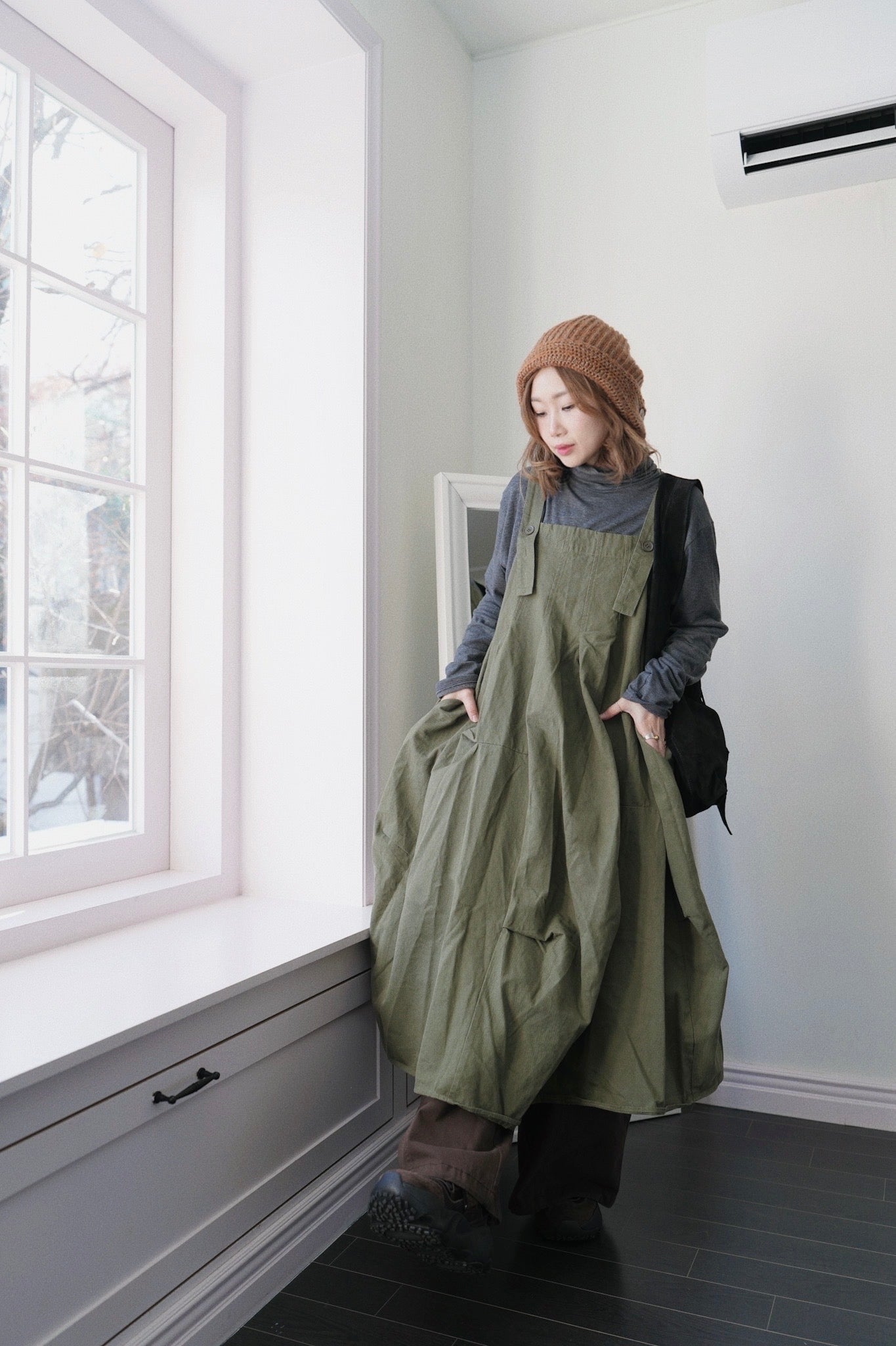 MZ931 3D-CUT WORKER ONE PIECE DRESS