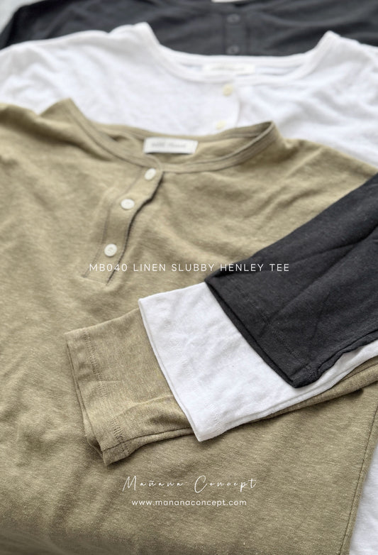 MB040 LINEN SLUBBY HENLEY TEE