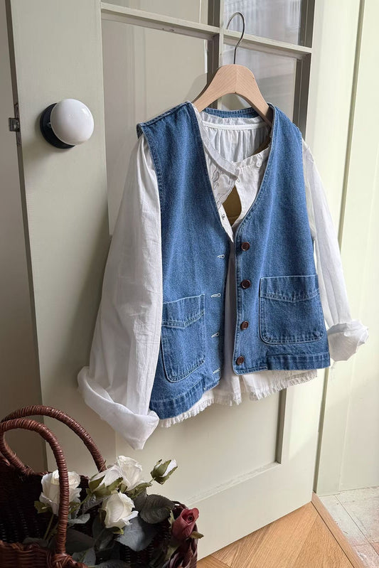 MB051 V-NECK DENIM VEST