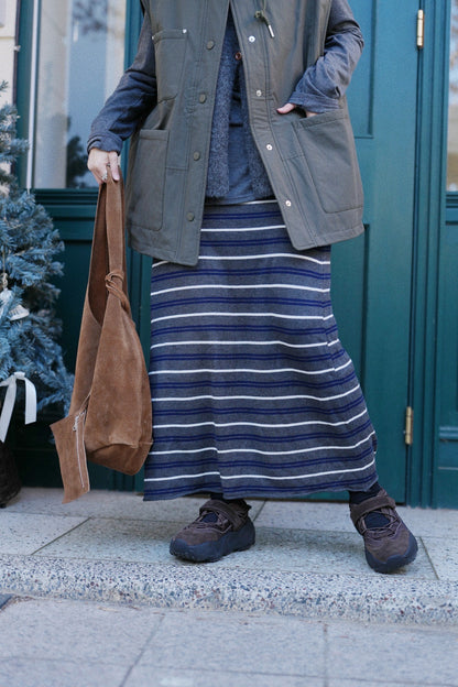 MZ927 STRIPED KNIT LONG SKIRT