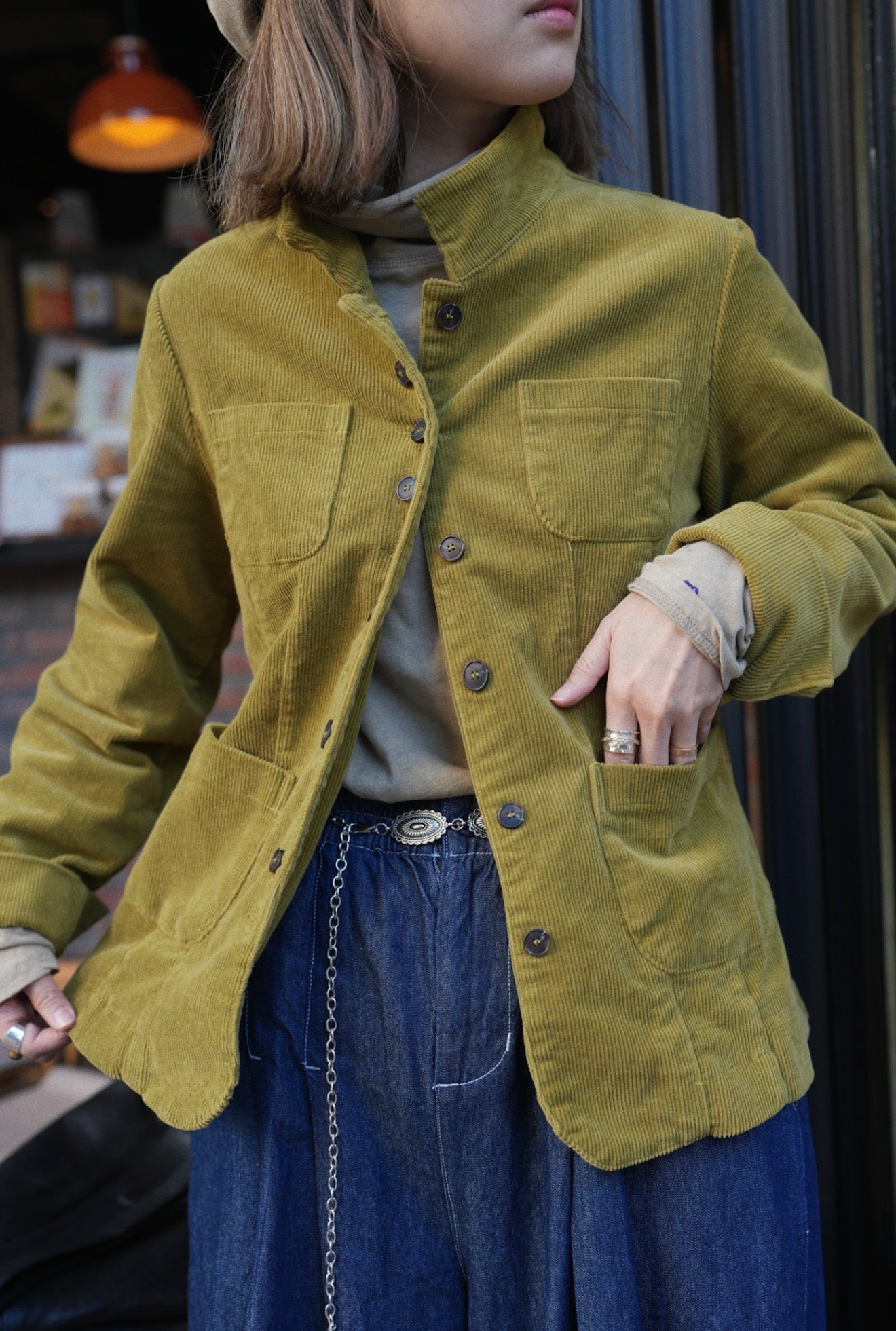 MZ892 STAND COLLAR CORDUROY JACKET