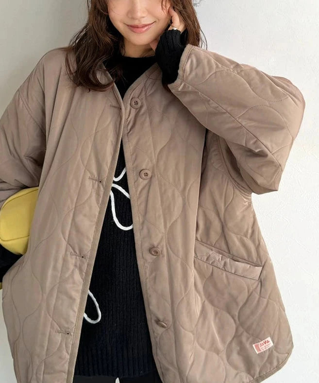 NA462 WAVY QUILTED MIDDLE COAT 【送$100】