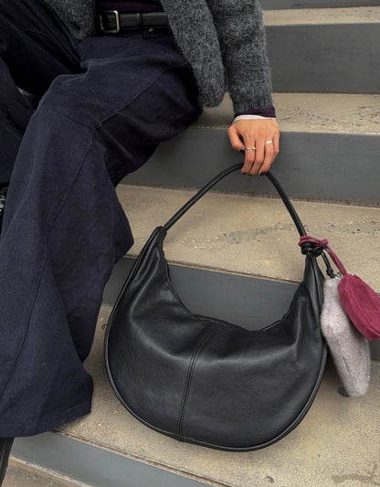 MZ943 ITALIAN LEATHER HANDMADE CURVE SHOULDER BAG