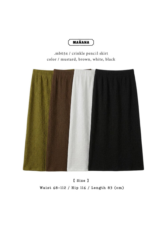 MB034 CRINKLE PENCIL SKIRT