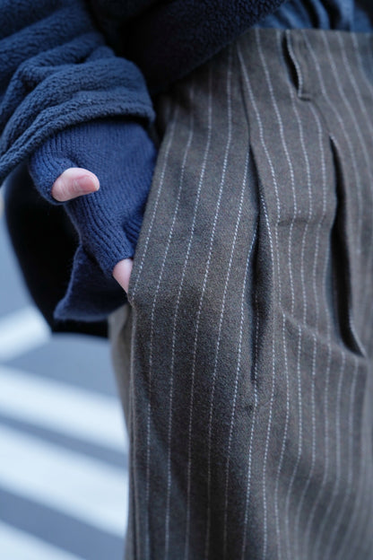 MZ936 HIGH-WAISTED SUEDE STRIPED PANTS