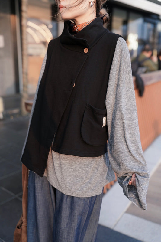 MZ955 BOTTLE NECK ASYMMETRIC VEST