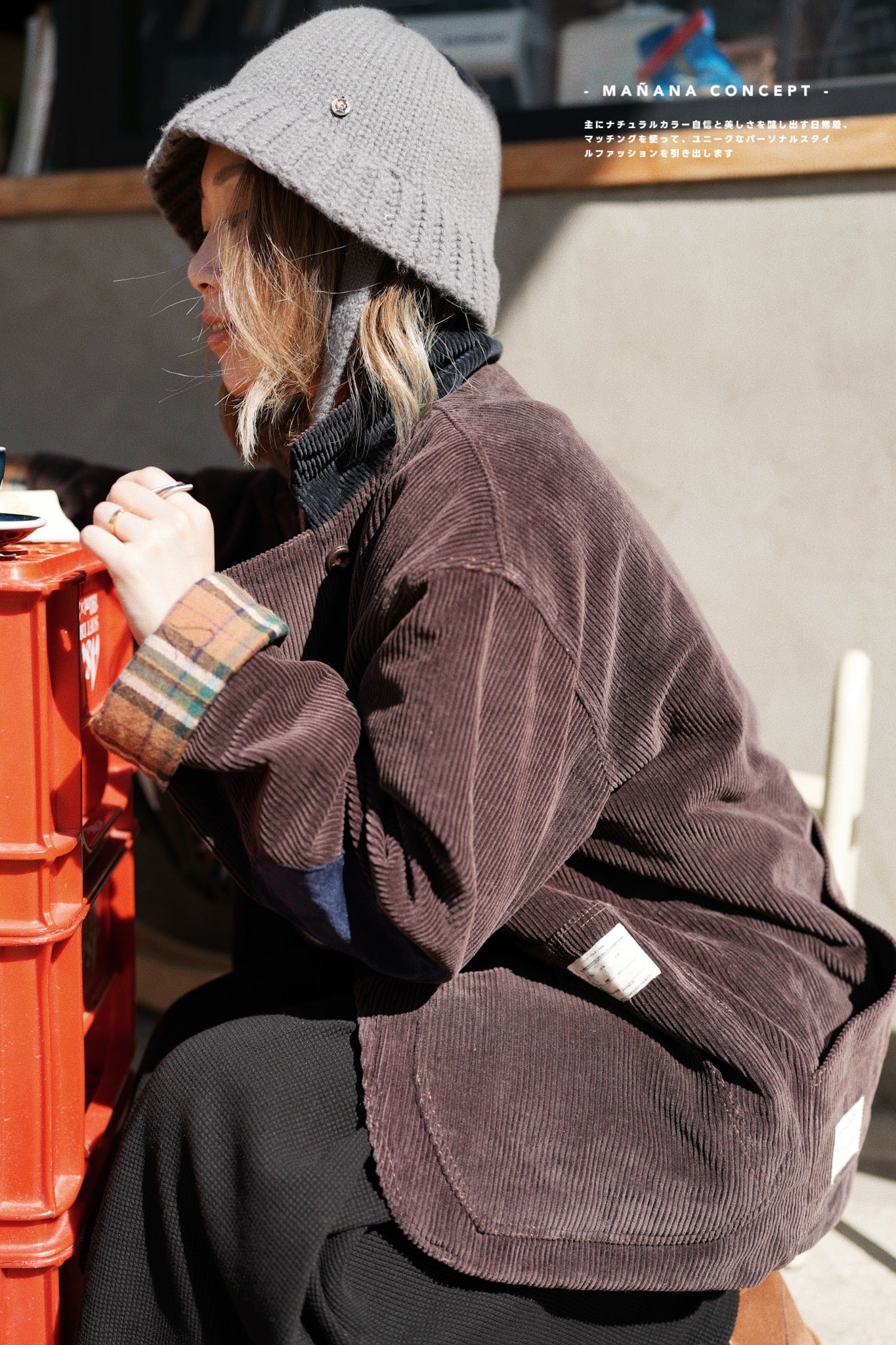 MZ574 CORDUROY CONTRASTED PATCHED COAT