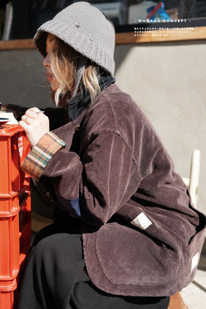 MZ574 CORDUROY CONTRASTED PATCHED COAT