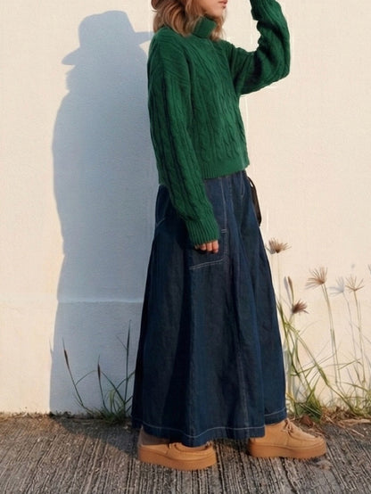 MZ594 CABLE-KNIT TURTLE NECK TOP