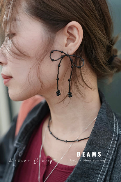 【67折】BEAMS BEAD RIBBON EARRINGS