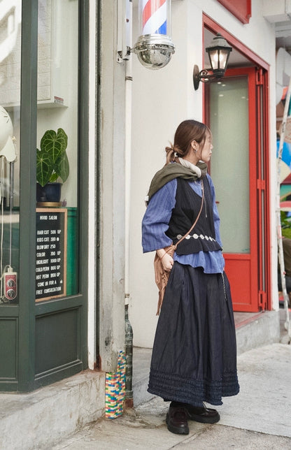 MZ967 RUFFLE COLLAR DOBBY BLOUSE