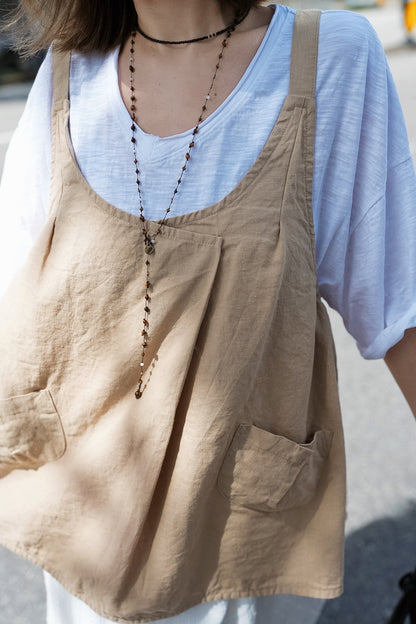 MB018 LINEN POCKET VEST TOP