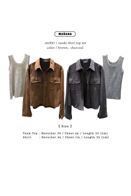 MZ897 SUEDE SHIRT TOP SET
