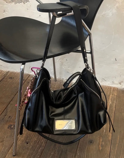 ❗️斷貨王❗️MATIN KIM SIDE ZIPPER SHOULDER BAG - BLACK/GREY/DK BROWN