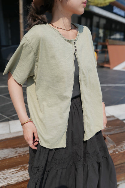 MZ815 3 BUTTONS SLUB COTTON CARDIGAN