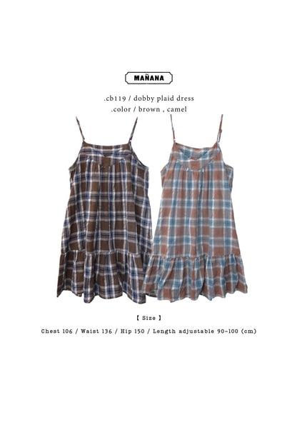 CB119 DOBBY PLAID MIDI DRESS