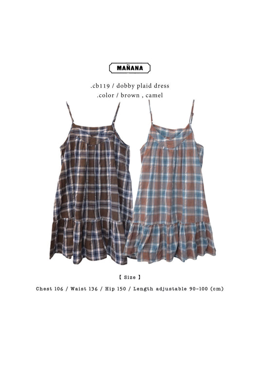 CB119 DOBBY PLAID MIDI DRESS