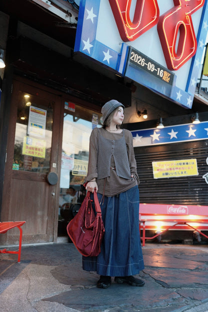 CB130 BELTED DENIM SKIRT