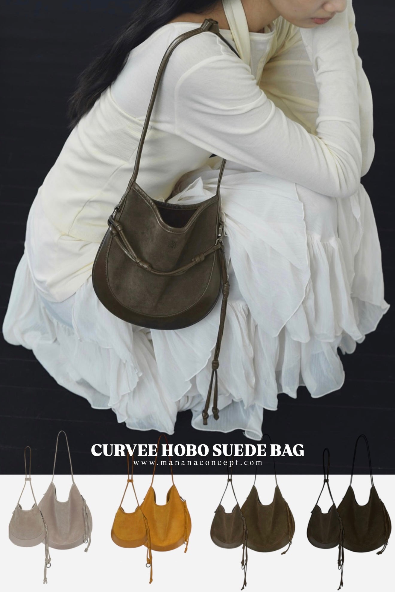 MZ899 CURVEE HOBO SUEDE BAG