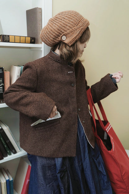 MZ928 DESIGNED STITCH WOOL COAT