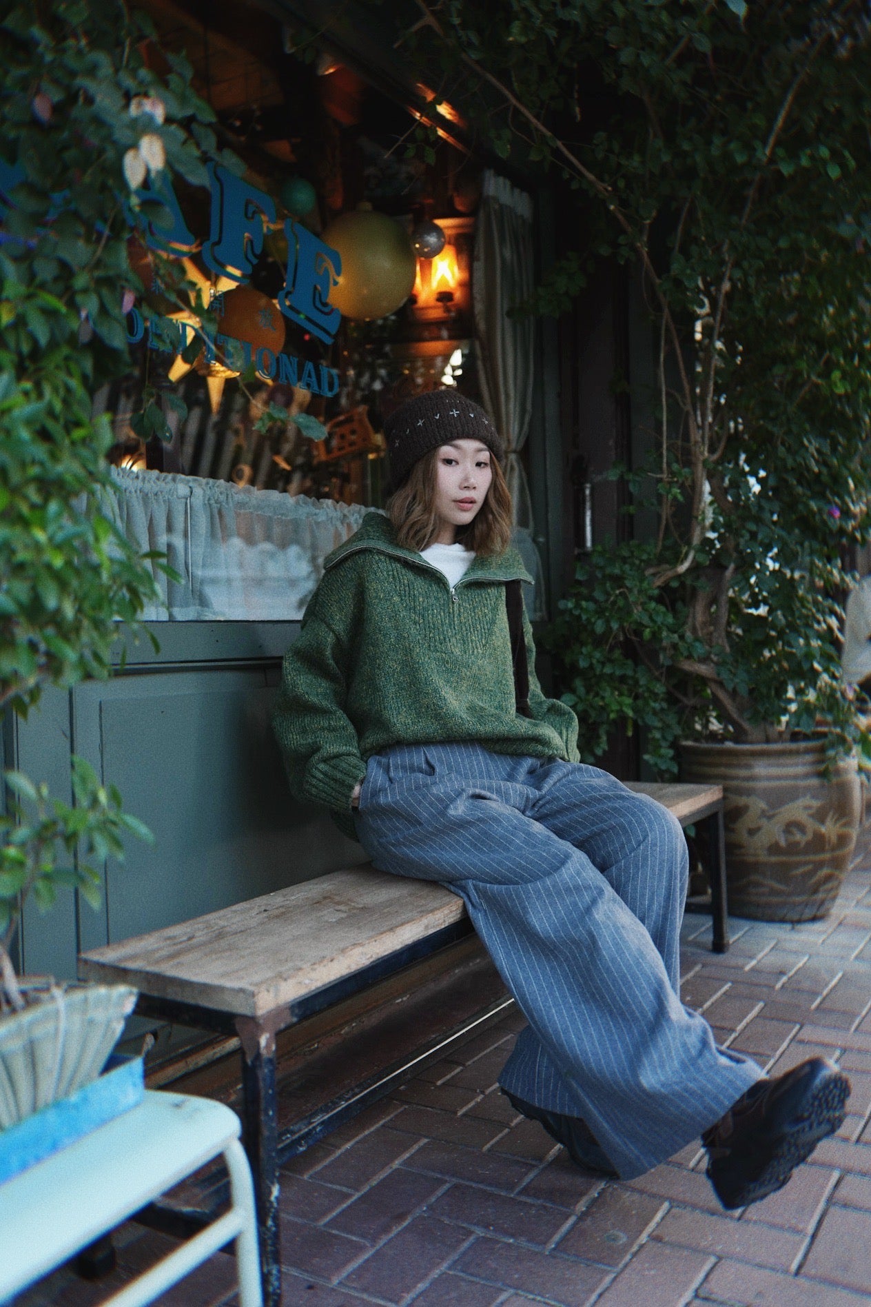 MZ936 HIGH-WAISTED SUEDE STRIPED PANTS