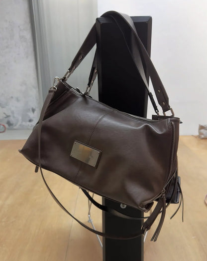 ❗️斷貨王❗️MATIN KIM SIDE ZIPPER SHOULDER BAG - BLACK/GREY/DK BROWN
