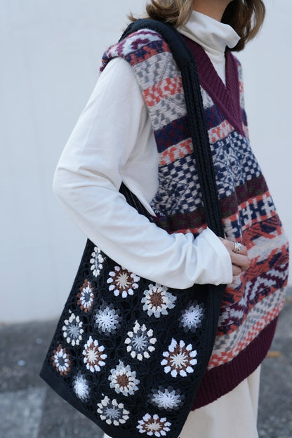 MZ917 WESTERN PATTERN WOOL VEST TOP