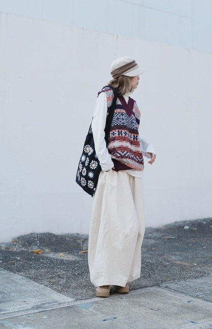 MZ917 WESTERN PATTERN WOOL VEST TOP