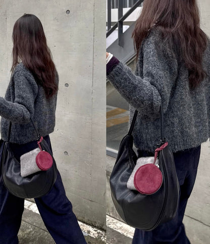 MZ943 ITALIAN LEATHER HANDMADE CURVE SHOULDER BAG