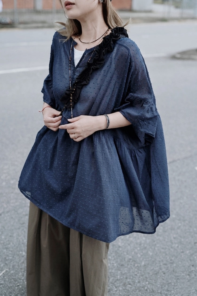 CB127 SWISS DOT DOBBY BLOUSE