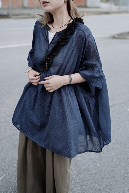 CB127 SWISS DOT DOBBY BLOUSE