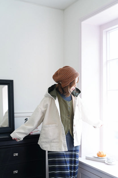 MZ938 DENIM TWILL BRUSHED HOODED COAT