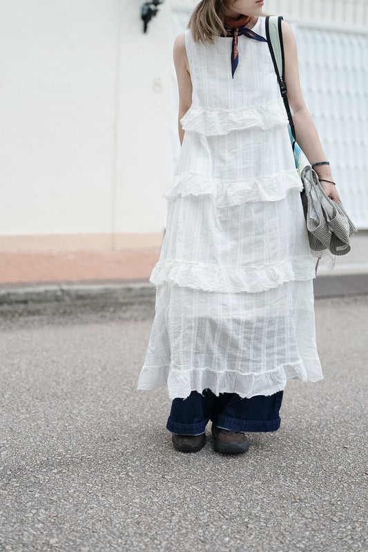 CB117 RUFFLE SLEEVELESS DRESS