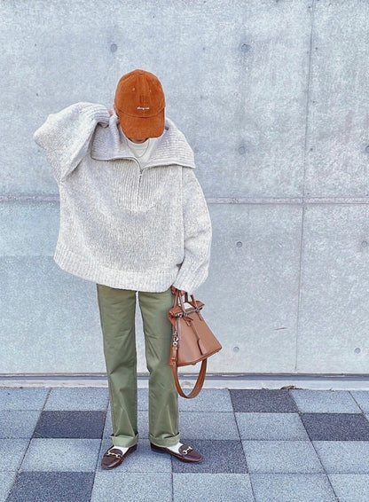 NA464 HALF ZIP KNIT SWEATER