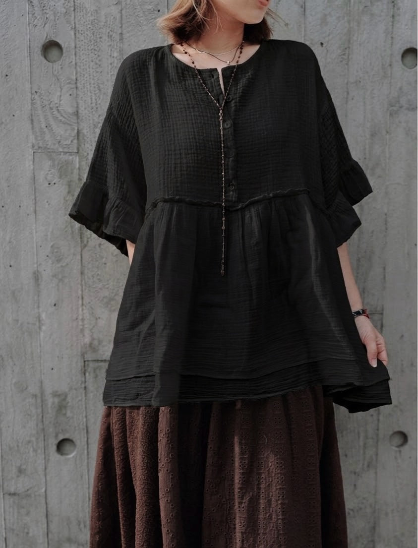 CB140 SWISS DOT COTTON GAUZE BLOUSE