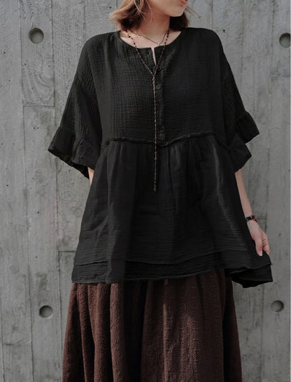 CB140 SWISS DOT COTTON GAUZE BLOUSE